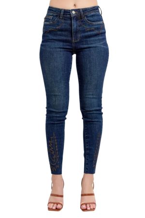 Vensora Embroidered High Rise Skinny Jeans – Plus Size Dark