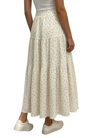 Vensora Floral Print Tiered Flowy Maxi Skirt4