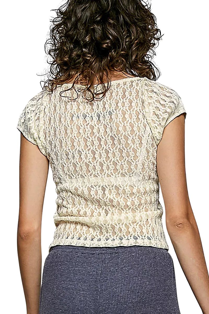 Vensora Neck Lace Short Sleeve Slim-fit Top - Image 4