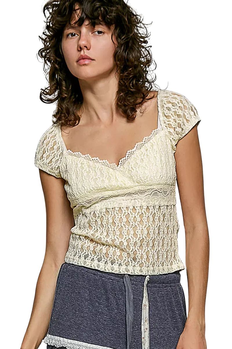 Vensora Neck Lace Short Sleeve Slim-fit Top - Image 3