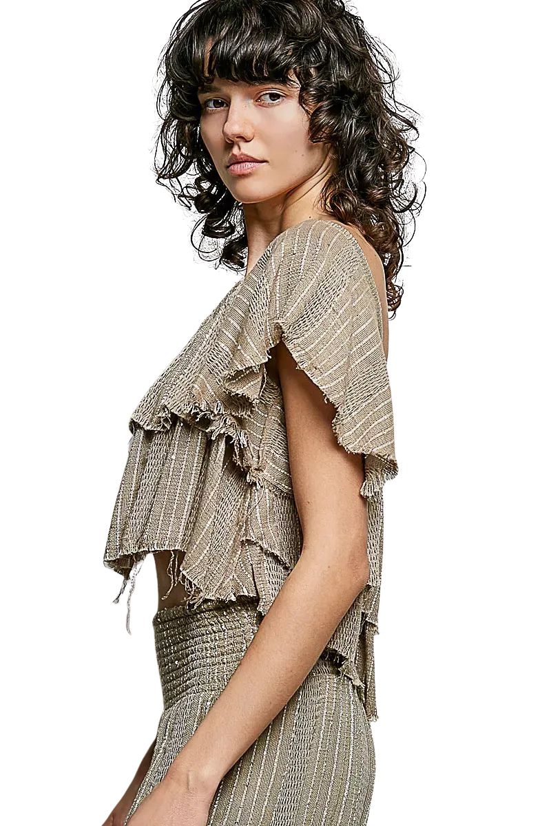 Vensora Ruffle Off-Shoulder Crop Top - Image 2